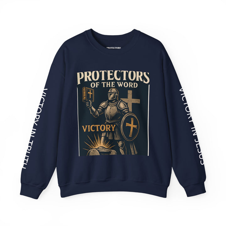 Knight Shield Crewneck Sweatshirt — "Protectors of the Word Victory"