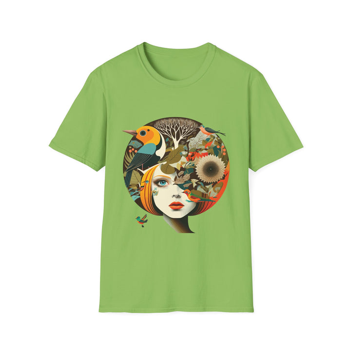 Girl With Flowers and Birds in Hair Unisex Softstyle T-Shirt