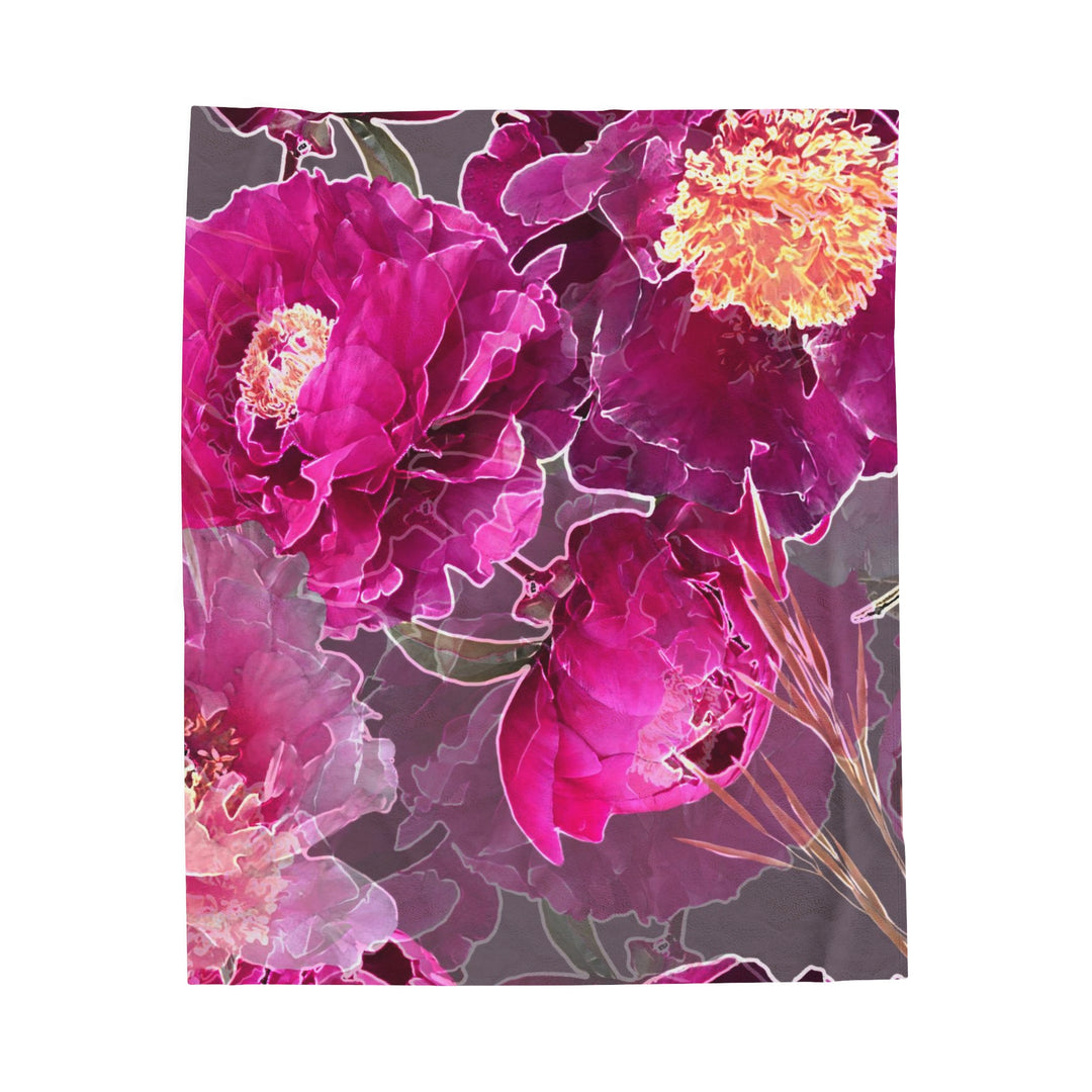 Floral Pink Roses Velveteen Plush Blanket