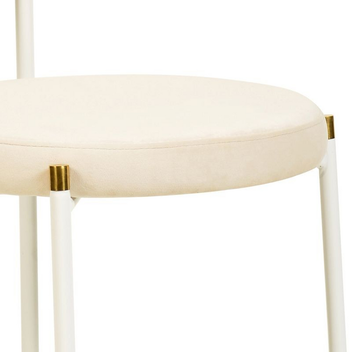 LeisureMod Euston Collection Modern Dining Chair White Frame in Beige Set of 2 Closeup.