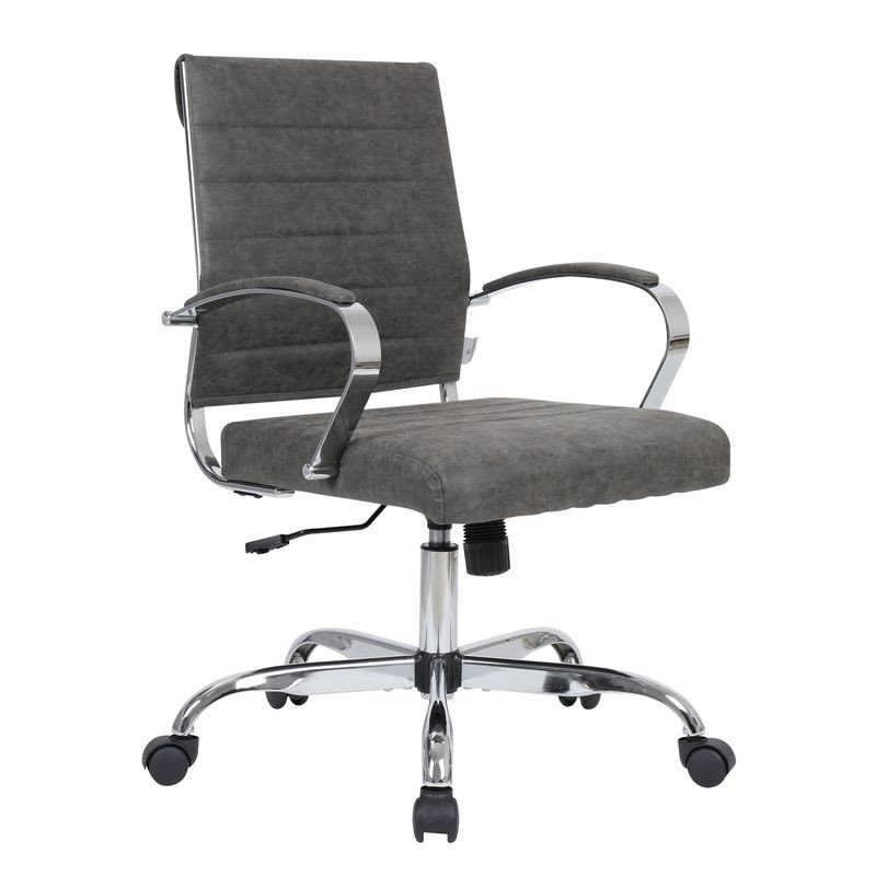 LeisureMod Benmar Leather Office Chair Charcoal