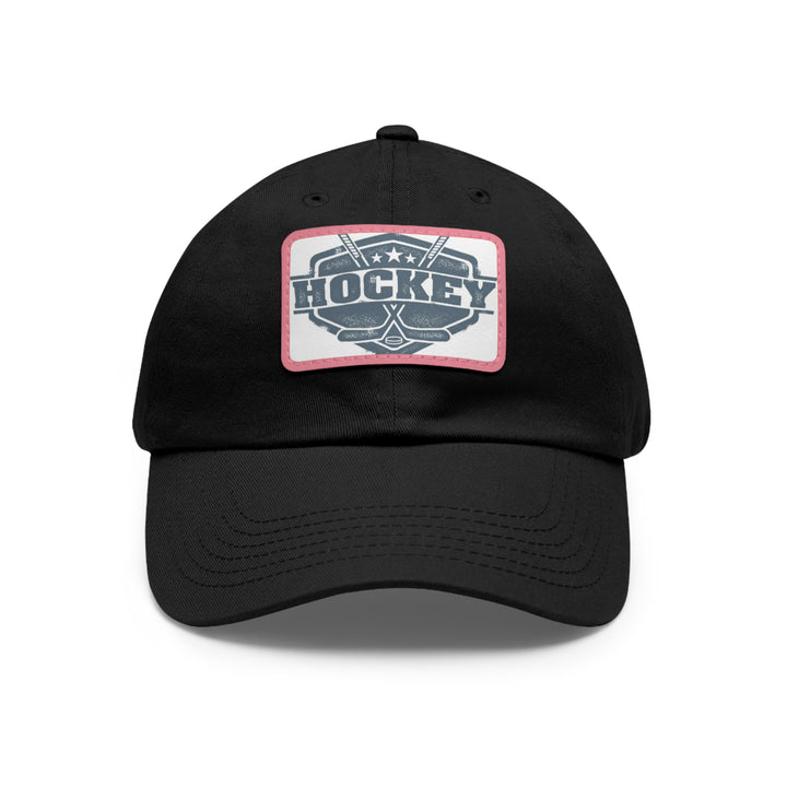 Hockey Dad Hat with Leather Patch (Rectangle)