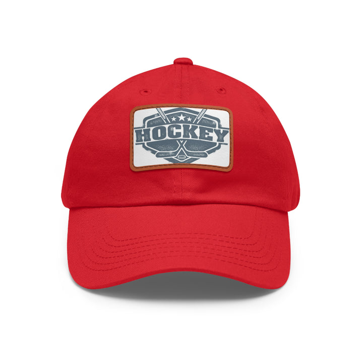 Hockey Dad Hat with Leather Patch (Rectangle)