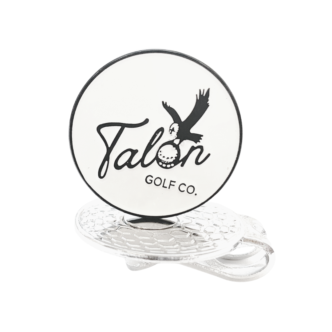 Talon Logo Ball Marker with Magnetic Hat Clip Closeup.