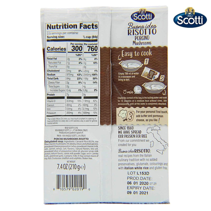Riso Scotti Buona Idea Ready Risotto 15 Minute (Porcini) – 7.4 oz. (2 Servings)