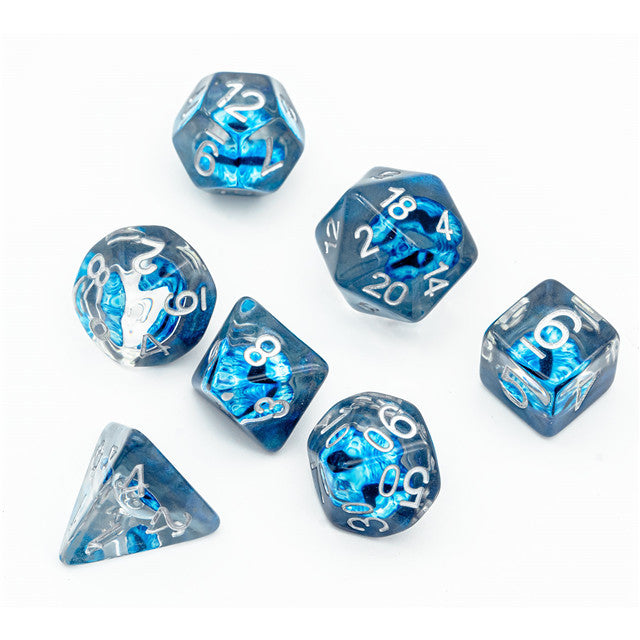 Blue Demon Eye Dragon Eye Dice 7-Dice Set Resin Dungeons and Dragons Dice