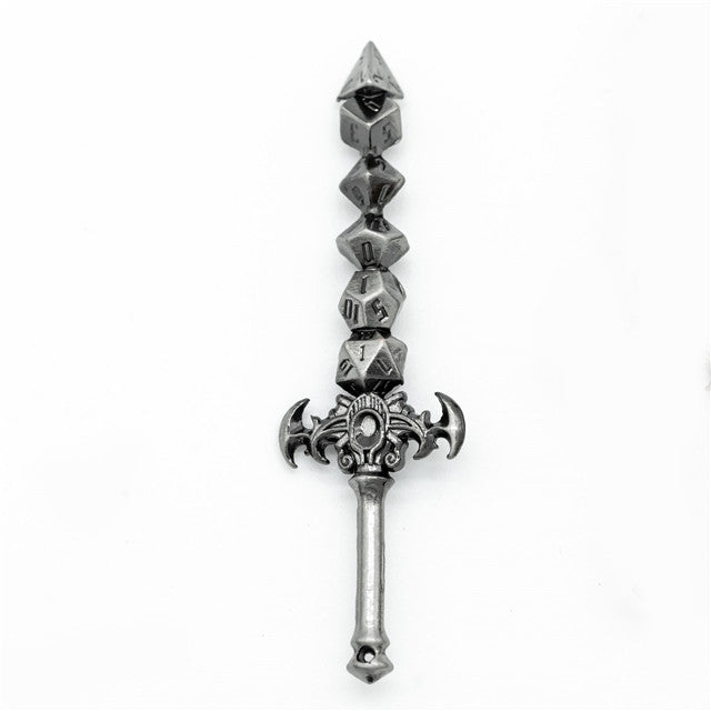 Dice Sword Silver 46mm x 9mm Trinket Novelty