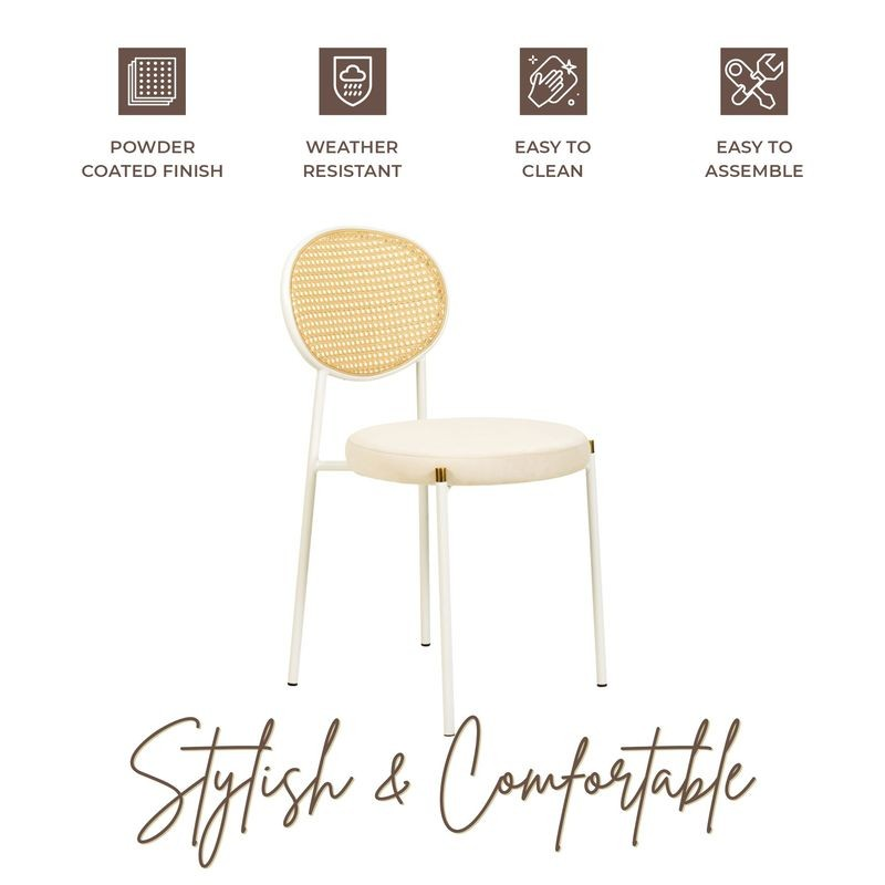 Chair with features listed on a white background.