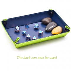 Green/ Blue Velvet PU Leather Folding Rectangle Dice Tray