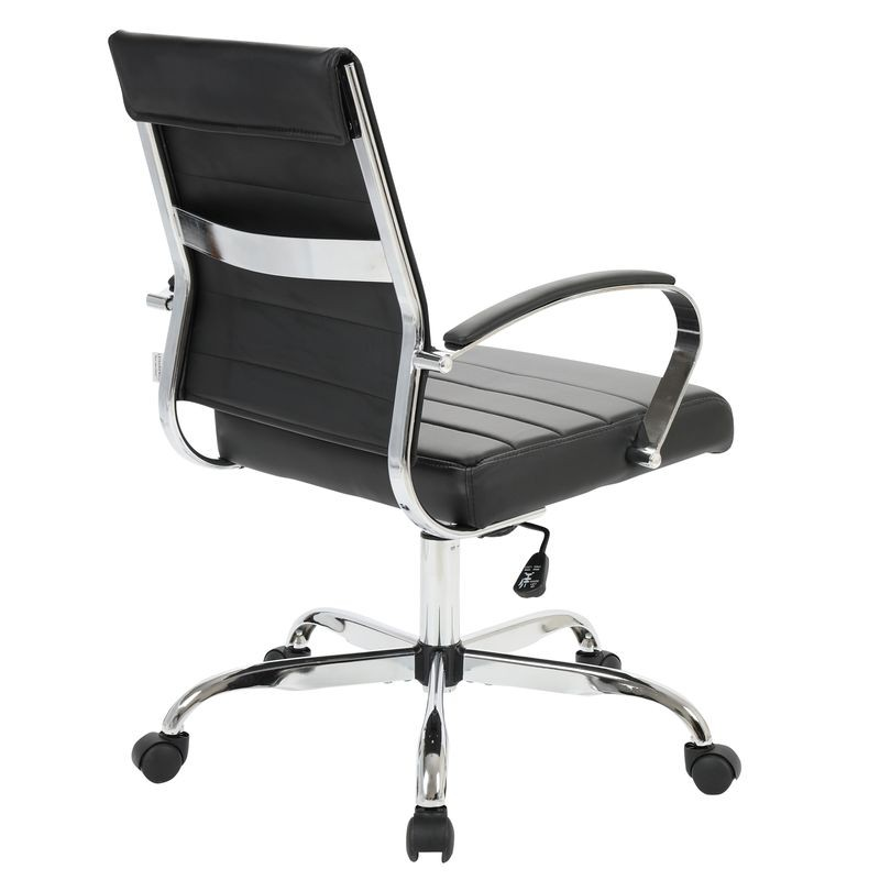 LeisureMod Benmar Leather Office Chair Black Back View.