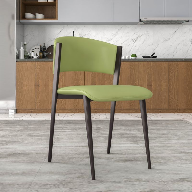 LeisureMod Aspen Collection Modern Dining Chair in Olive Green with Background.