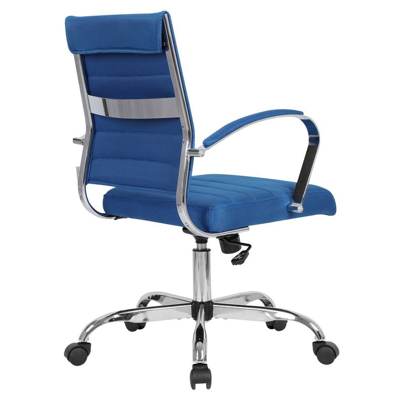 LeisureMod Benmar Home Mesh Office Chair in Navy Blue Back View.