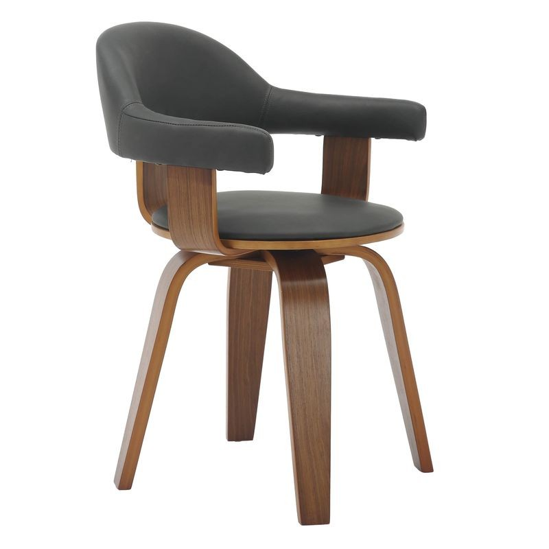 Modern Wooden Dining Chair with Walnut Color Frame in Black from the Brivo Collection Front Angle Photo.