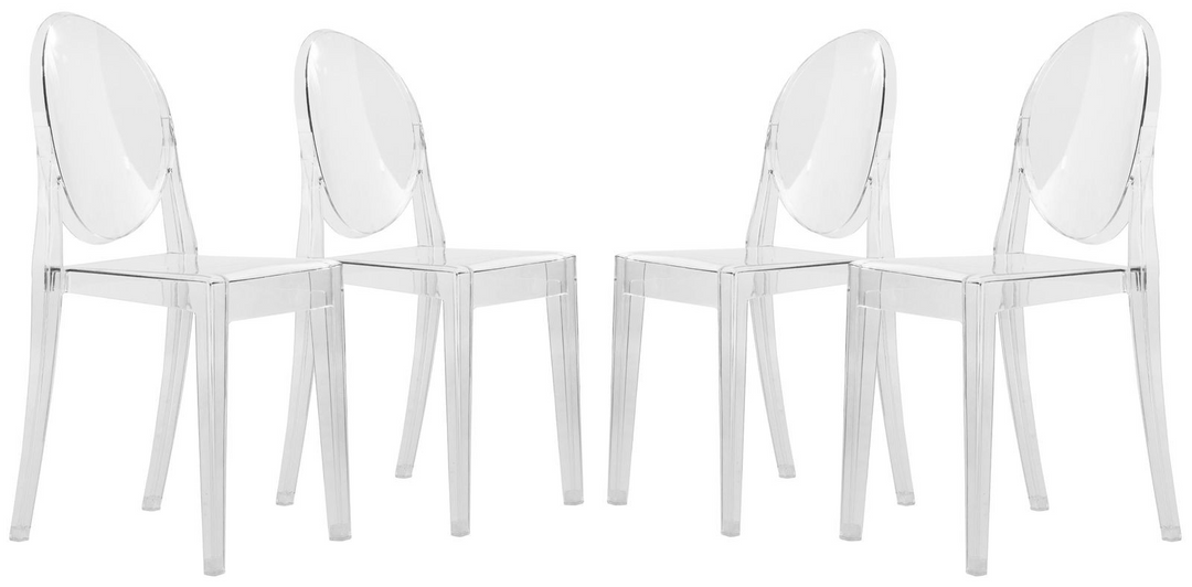 LeisureMod Marion Transparent Acrylic Modern Chair, Set of 4 Together.