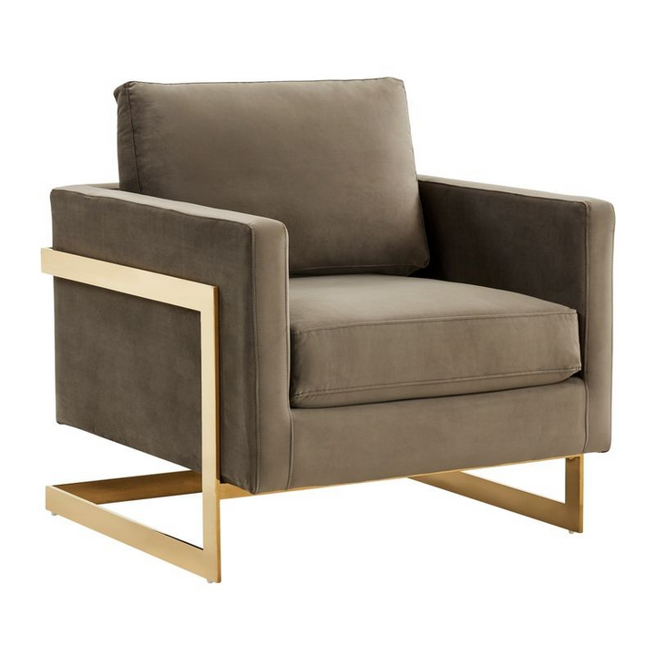 Lincoln Velvet Accent Armchair with Gold Frame