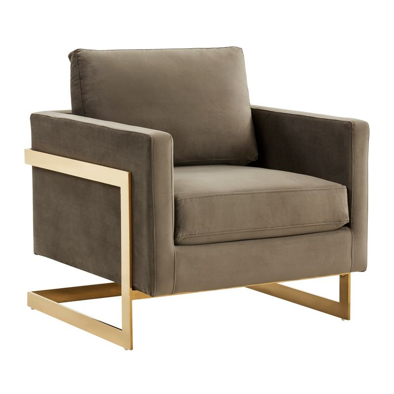 Lincoln Velvet Accent Armchair with Gold Frame