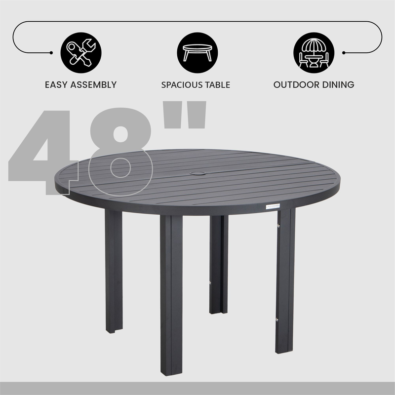 LeisureMod Chelsea 48″ Round Outdoor Aluminum Dining Table for Patio Description.