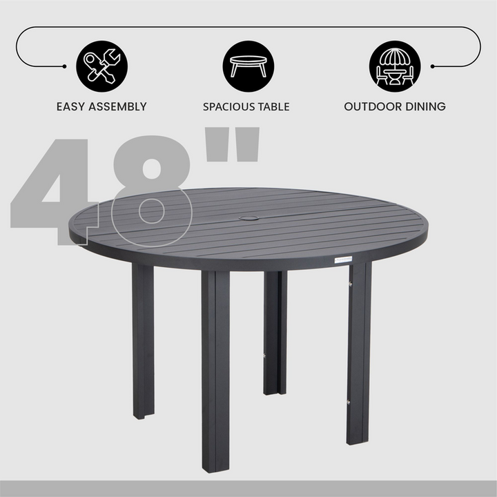 LeisureMod Chelsea 48″ Round Outdoor Aluminum Dining Table for Patio Description.