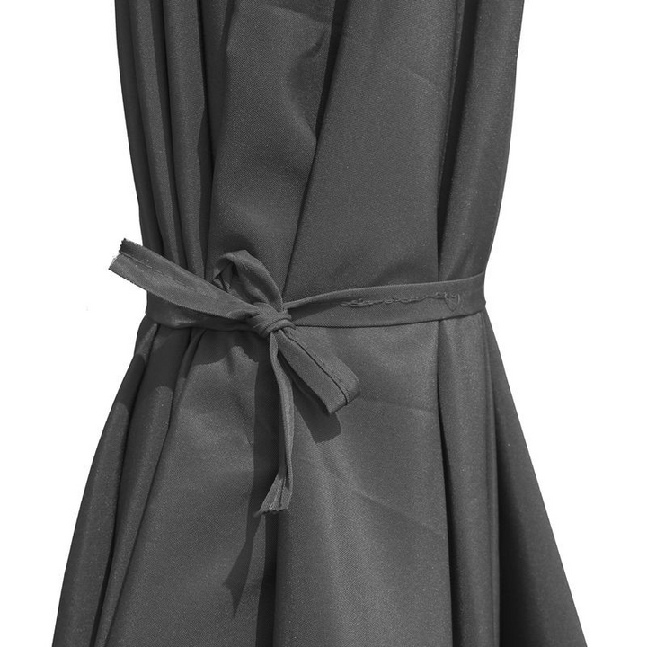 LeisureMod Sierra Outdoor Patio Umbrella with Base in Gray Material.
