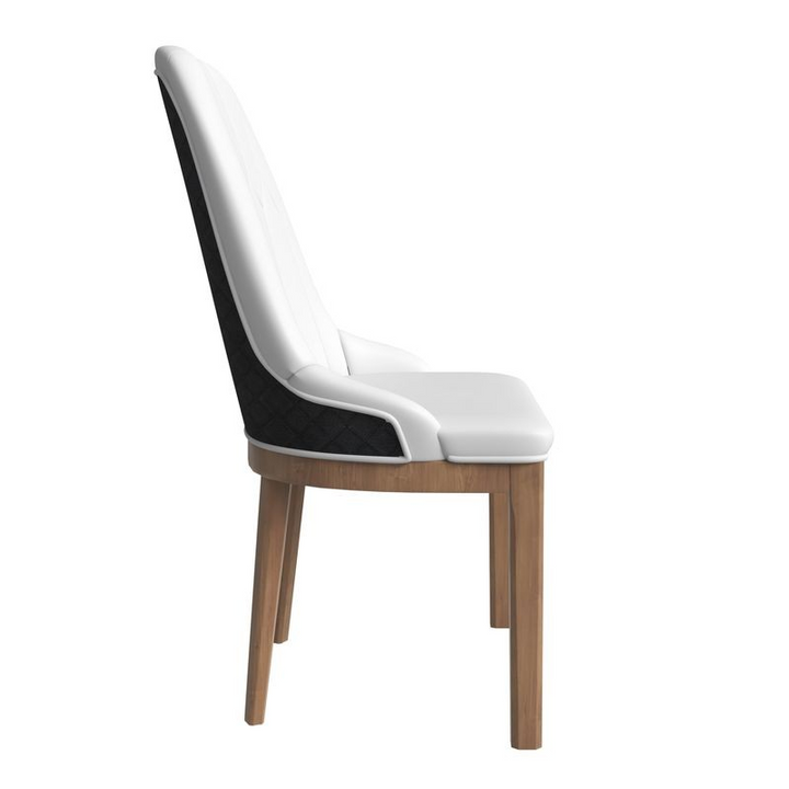 Leisuremod Verisma Collection Modern Wooden Dining Chair in Black Fabric with Light Grey Front Side View.