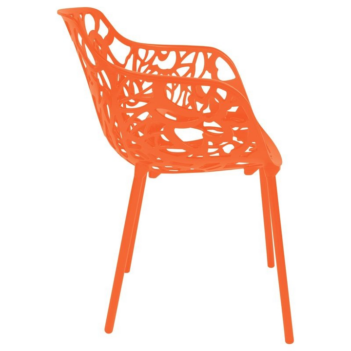 LeisureMod Modern Devon Aluminum Armchair Orange Side View.