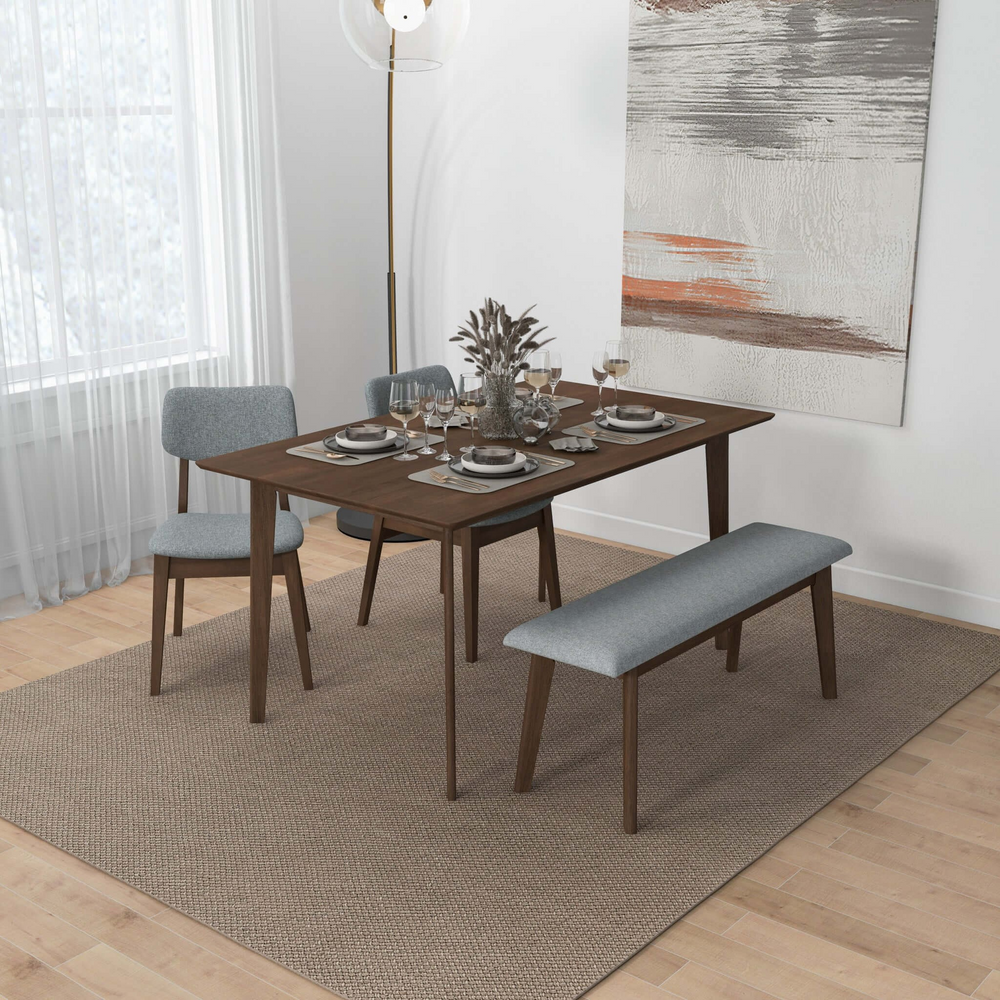 Carlos Fabric Upholstered Solid Wood Bench 47" at Table.