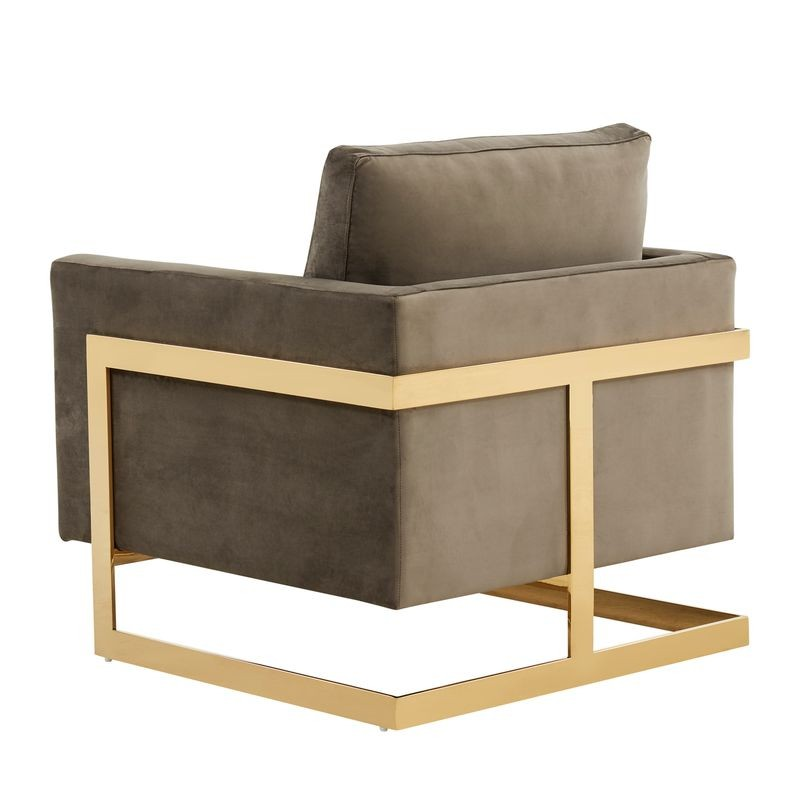 Lincoln Velvet Accent Armchair with Gold Frame Back View