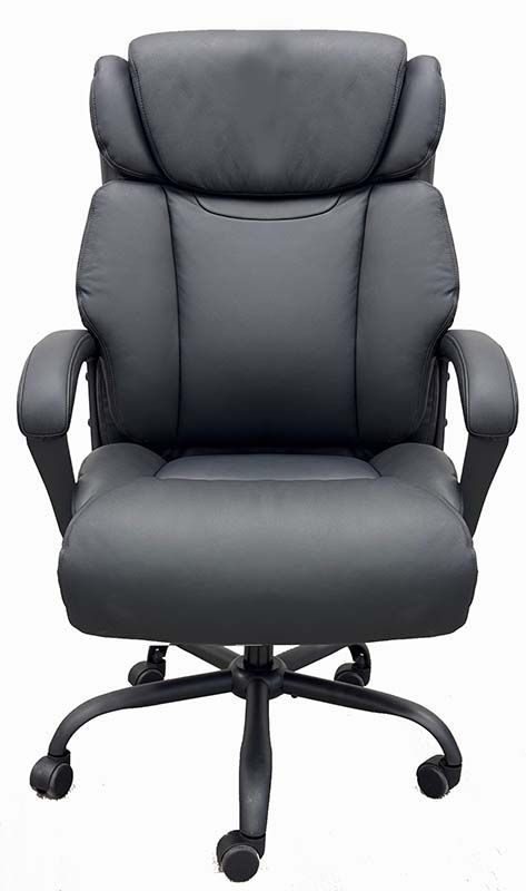 400 Lbs. Capacity Genuine Cowhide Leather Executive Chair in Black Front