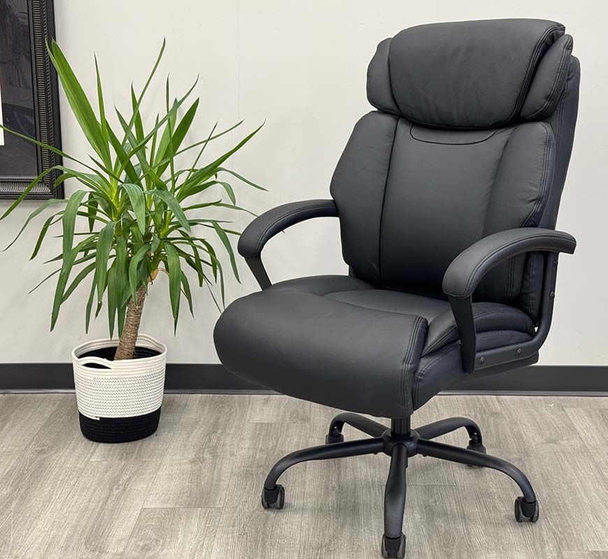 400 Lbs. Capacity Genuine Cowhide Leather Executive Chair in Black in Office