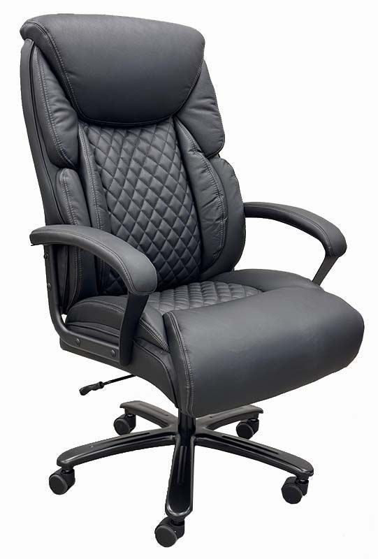 400 lbs. Cap. Cowhide Leather Executive Chair with Diamond Stitching in Black