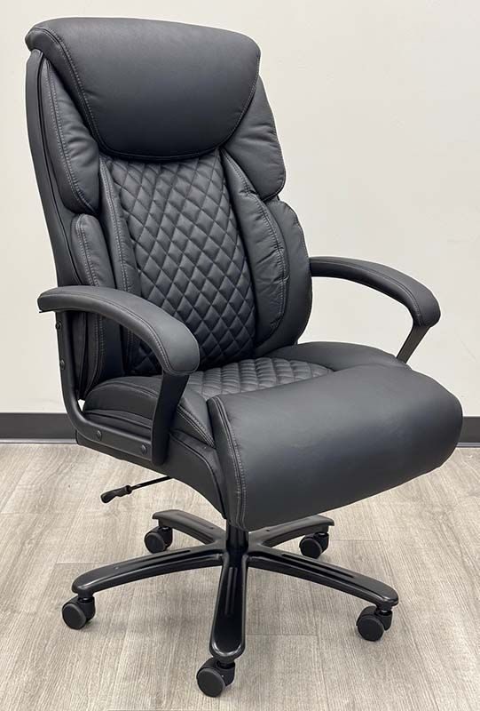 400 lbs. Cap. Cowhide Leather Executive Chair with Diamond Stitching in Black with Background