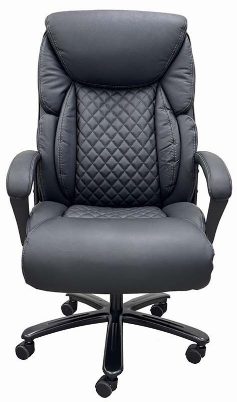 400 lbs. Cap. Cowhide Leather Executive Chair with Diamond Stitching in Black Front