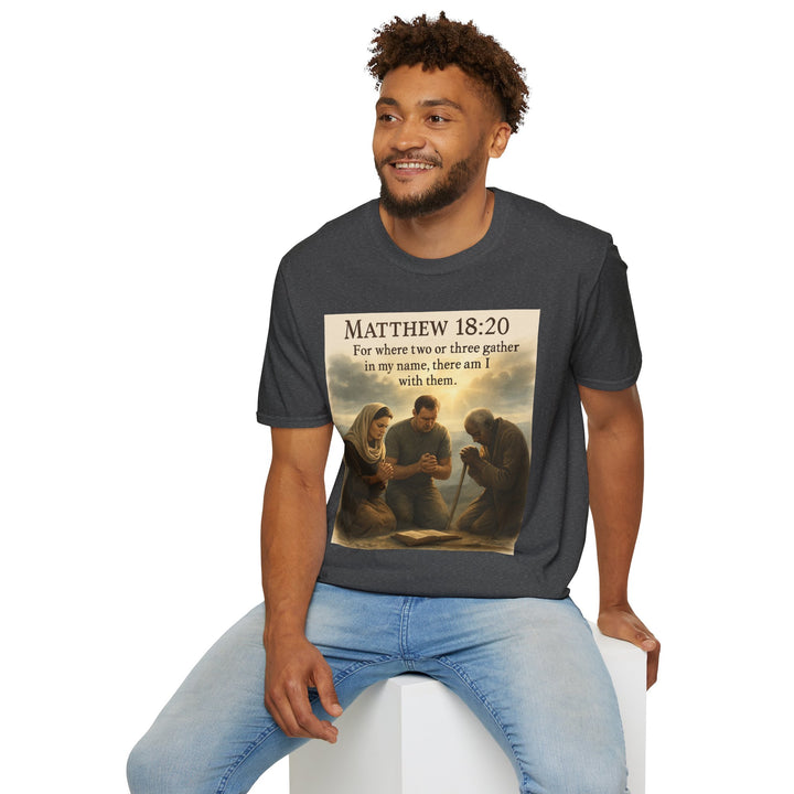 Christian Scripture T-Shirt — Matthew 18:20 and Isaiah 41:10 Faith Tee