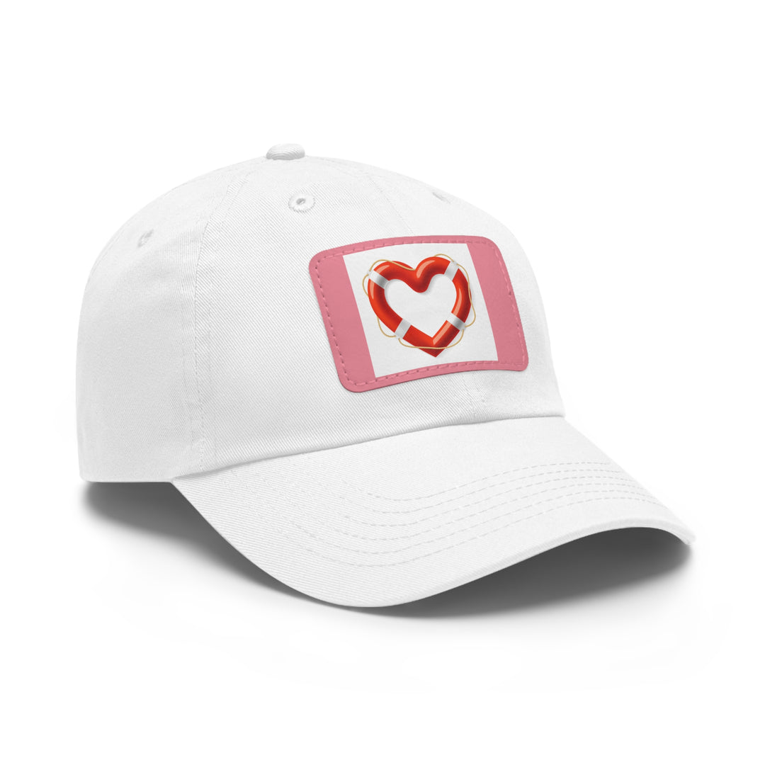 Heart Life Raft Dad Hat with Leather Patch (Rectangle)