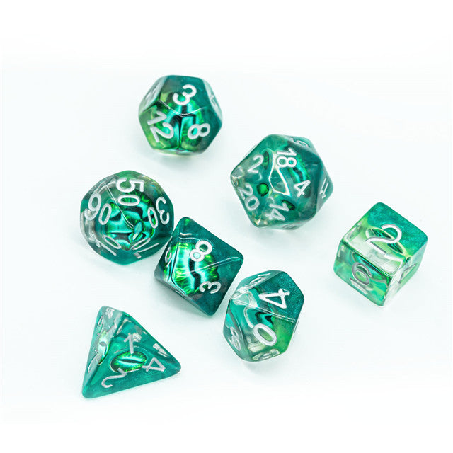 Green Demon Eye Dragon Eye Dice 7-Dice Set Resin Dungeons and Dragons Dice