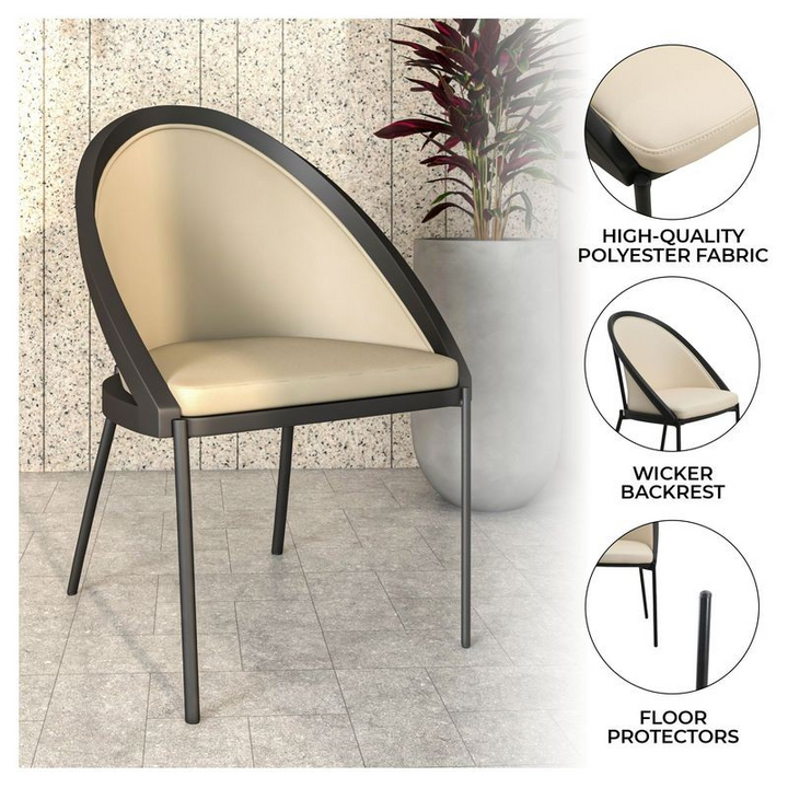 LeisureMod Urbane Collection Modern Dining Chair in Taupe Diagram.