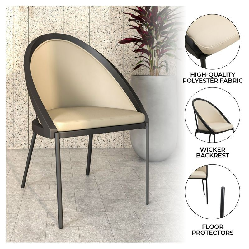 LeisureMod Urbane Collection Modern Dining Chair in Taupe Diagram.