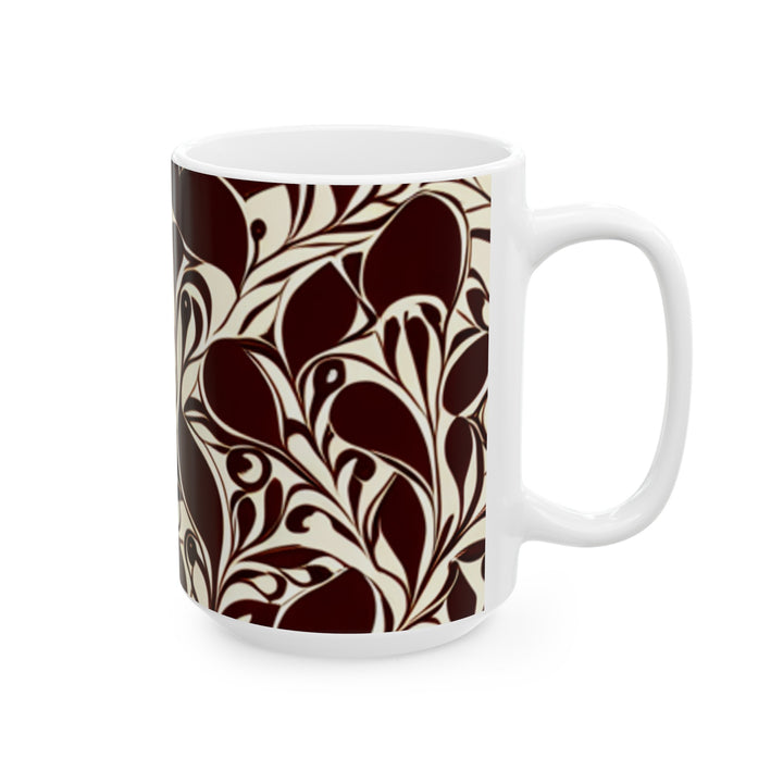 Traditional Classic Coffee Pattern Ceramic Mug, (11oz, 15oz)