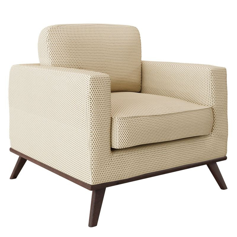 LeisureMod Chester Modern Faux Leather Accent Armchair in Beige Mesh