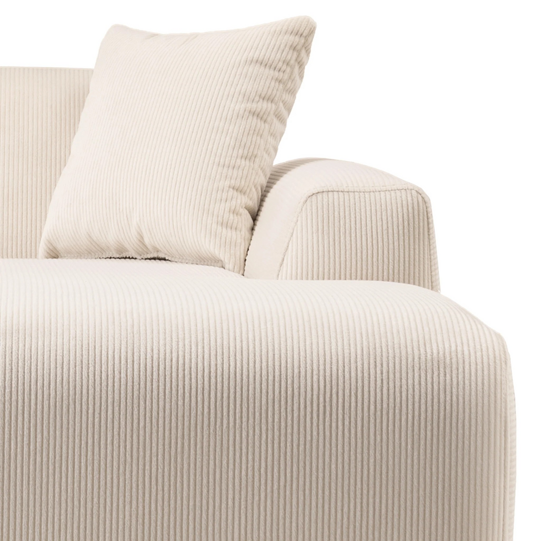 Mar U-Shape Corner Sofa Cream Corduroy Closeup.