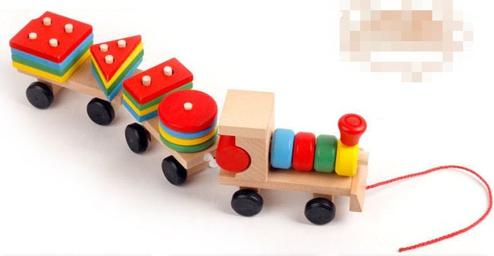 Wooden Train Toy – Educational Puzzle Blocks for Kids and Toddlers