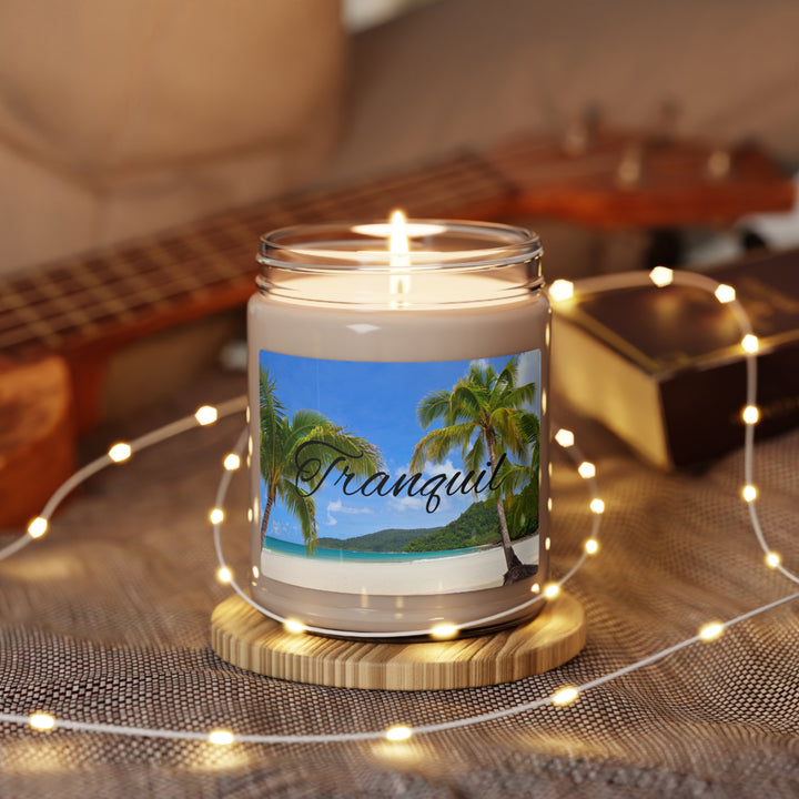 Tranquil Palm Tree Beach Scented Soy Candle, 9oz