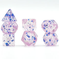 Purple Glitter Stars Dice Series 7-Dice Set