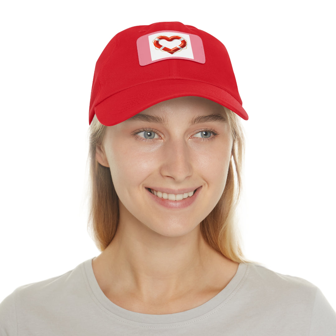 Heart Life Raft Dad Hat with Leather Patch (Rectangle)