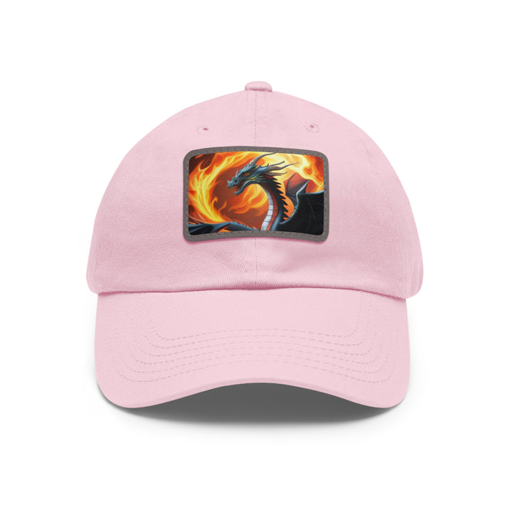 Dragon Fire Dad Hat with Leather Patch (Rectangle)