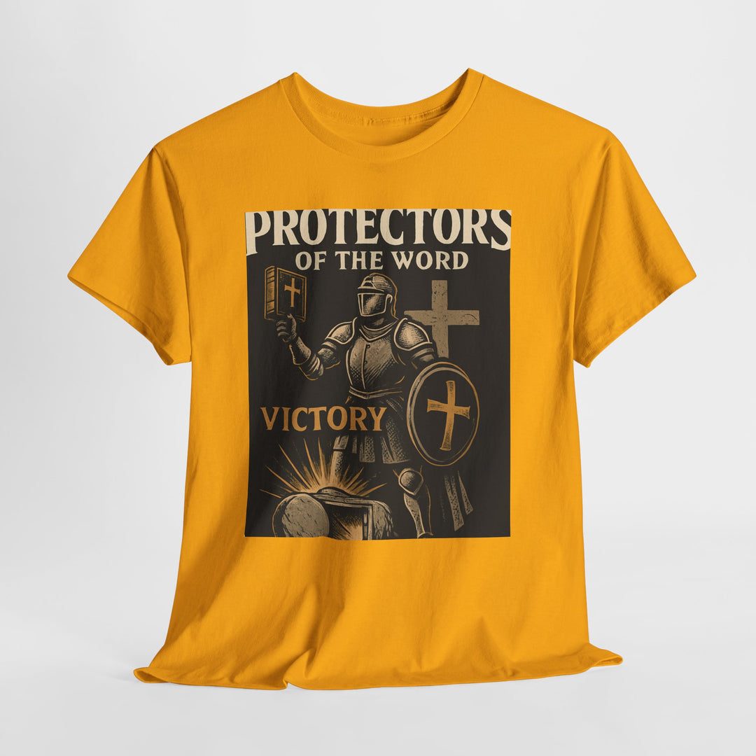 Protectors of the Word Christian T-Shirt No Sleeve Design — 'Victory' Knight Design with John 14:6 Scripture