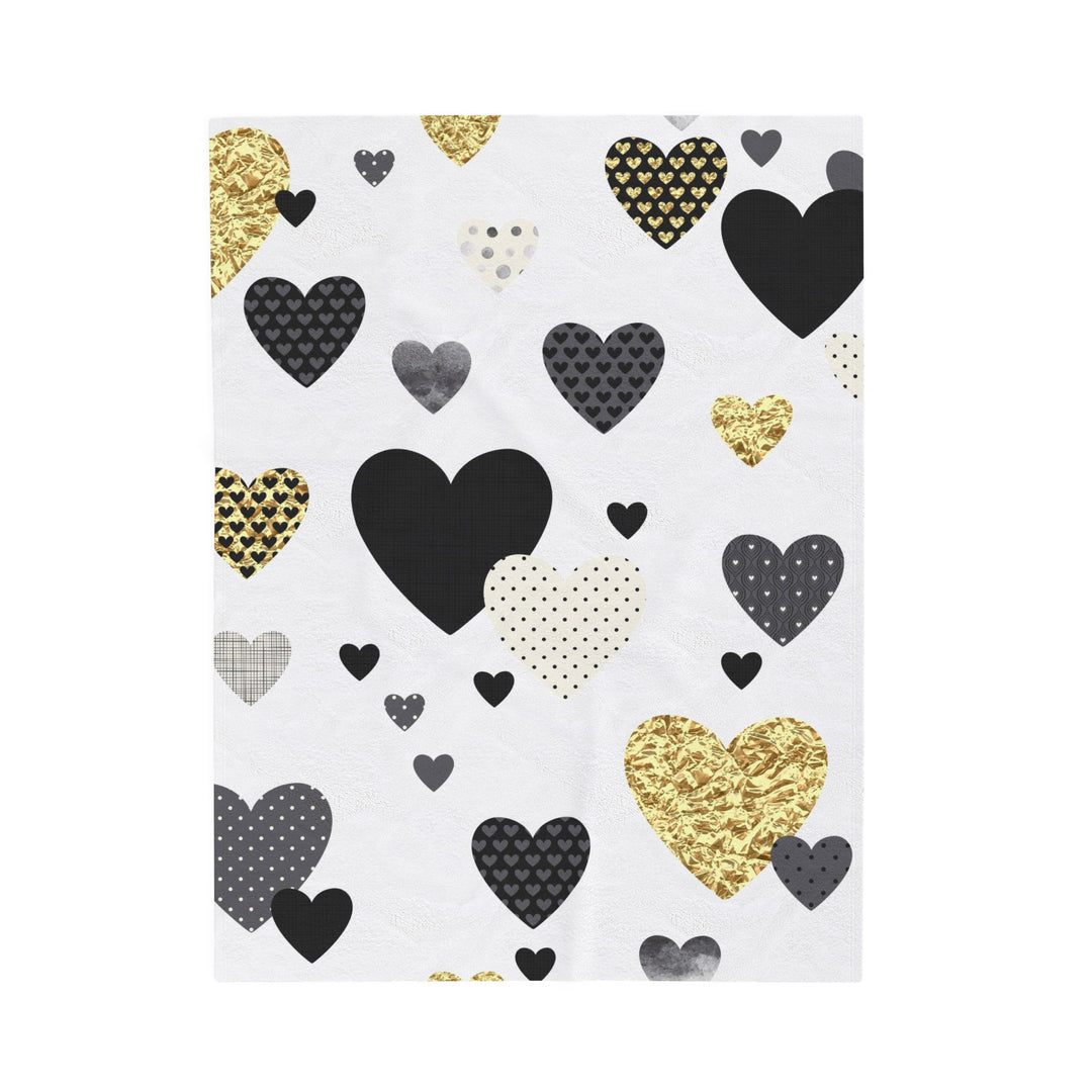 Golden Hearts Velveteen Plush Blanket