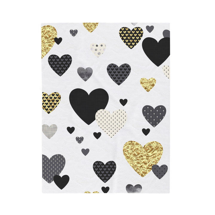 Golden Hearts Velveteen Plush Blanket