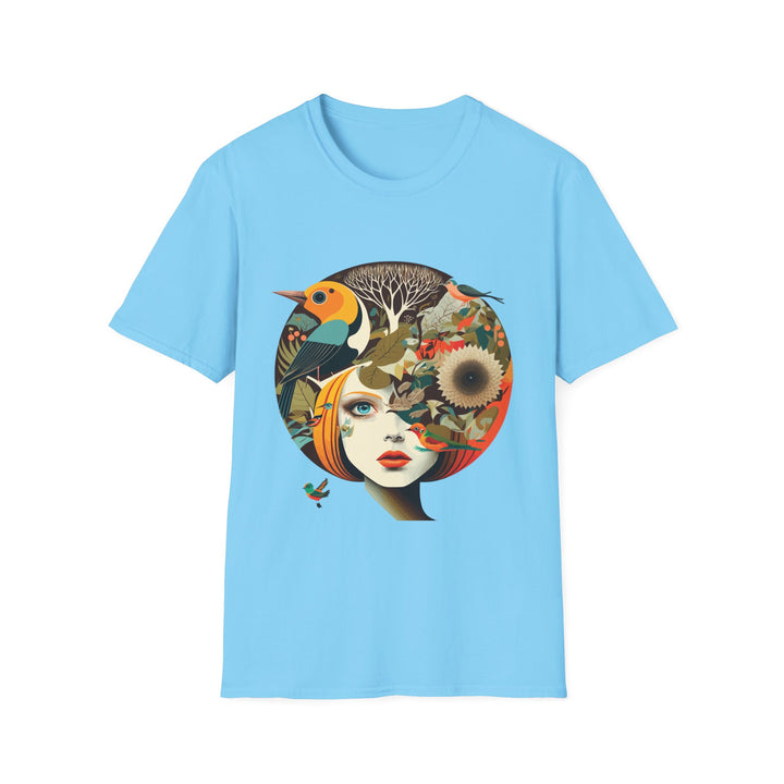 Girl With Flowers and Birds in Hair Unisex Softstyle T-Shirt