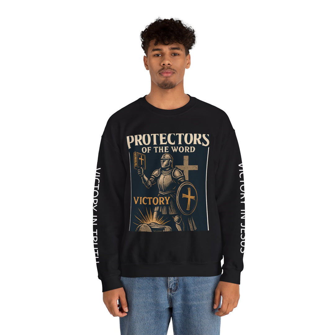 Knight Shield Crewneck Sweatshirt — "Protectors of the Word Victory"